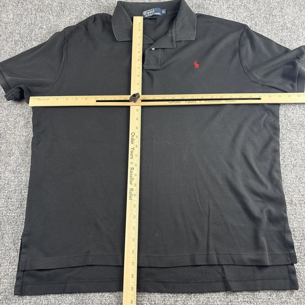 Polo Ralph Lauren Shirt Men's XL Black Cotton Mesh Short Sleeve Red Pony Classic